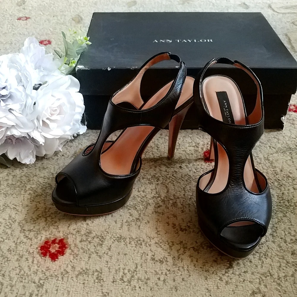 Ann Taylor platform high hills open toes shoes - Picture 1 of 5
